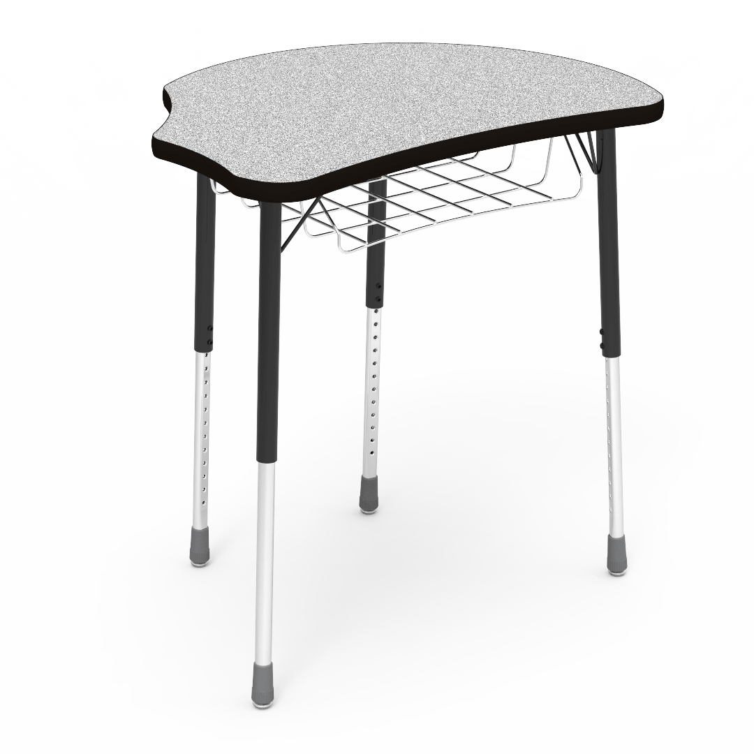 Virco Molecule Series Student Desk 24" x 32" Laminate Top with Wire Book-Rack - Create Shapes when Pushed Together - SchoolOutlet