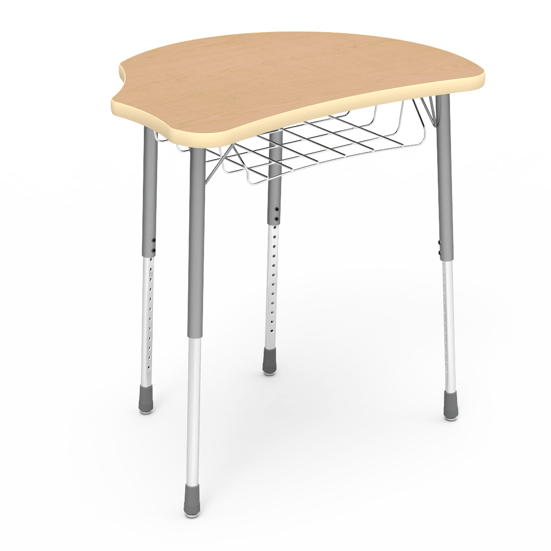 Virco Molecule Series Student Desk 24" x 32" Laminate Top with Wire Book-Rack - Create Shapes when Pushed Together - SchoolOutlet