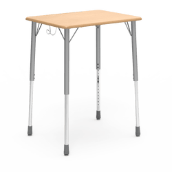 Virco ZADJ2026BHM - ZUMA Series Student Desk, Hard Plastic 20" x 26-1/8" Top, 22"-34"H with wire backpack hanger