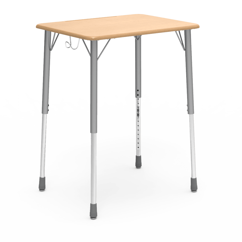 Virco ZADJ2026BHM - ZUMA Series Student Desk, Hard Plastic 20" x 26-1/8" Top, 22"-34"H with wire backpack hanger - SchoolOutlet