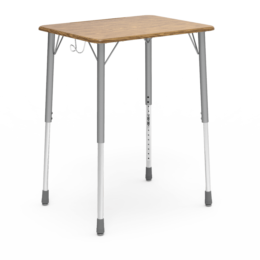 Virco ZADJ2026BHM - ZUMA Series Student Desk, Hard Plastic 20" x 26-1/8" Top, 22"-34"H with wire backpack hanger - SchoolOutlet