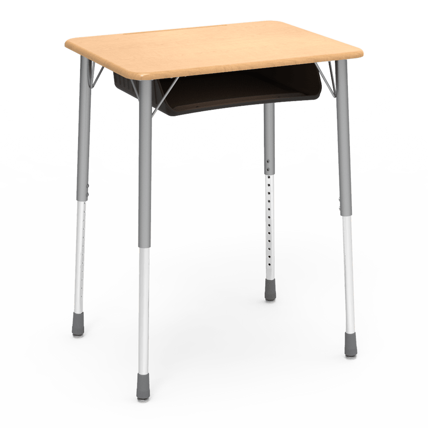 Virco ZADJ2026BOXM - ZUMA Series Student Desk, Hard Plastic 20" x 26-1/8" Top, 22"-34"H with plastic book box - SchoolOutlet