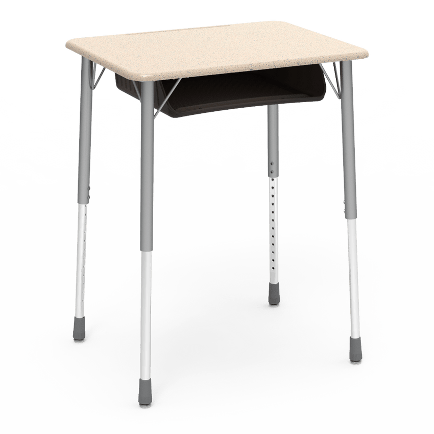 Virco ZADJ2026BOXM - ZUMA Series Student Desk, Hard Plastic 20" x 26-1/8" Top, 22"-34"H with plastic book box - SchoolOutlet