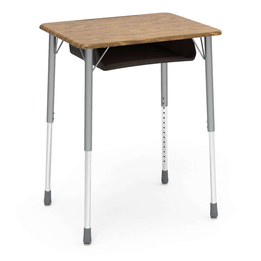 Virco ZADJ2026BOXM - ZUMA Series Student Desk, Hard Plastic 20" x 26-1/8" Top, 22"-34"H with plastic book box - SchoolOutlet