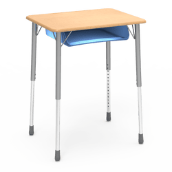 Virco ZADJ2026BOXM - ZUMA Series Student Desk, Hard Plastic 20" x 26-1/8" Top, 22"-34"H with plastic book box