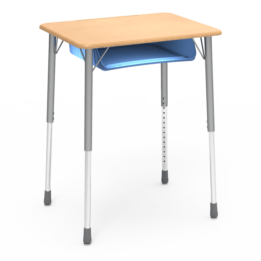 Virco ZADJ2026BOXM - ZUMA Series Student Desk, Hard Plastic 20" x 26-1/8" Top, 22"-34"H with plastic book box - SchoolOutlet