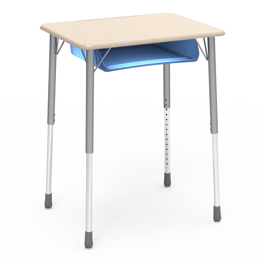 Virco ZADJ2026BOXM - ZUMA Series Student Desk, Hard Plastic 20" x 26-1/8" Top, 22"-34"H with plastic book box - SchoolOutlet