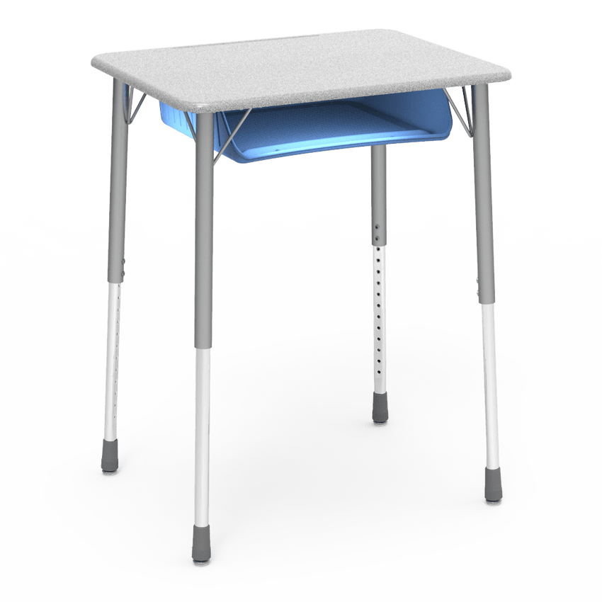 Virco ZADJ2026BOXM - ZUMA Series Student Desk, Hard Plastic 20" x 26-1/8" Top, 22"-34"H with plastic book box - SchoolOutlet