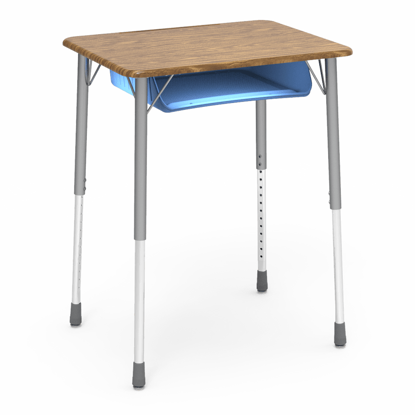 Virco ZADJ2026BOXM - ZUMA Series Student Desk, Hard Plastic 20" x 26-1/8" Top, 22"-34"H with plastic book box - SchoolOutlet