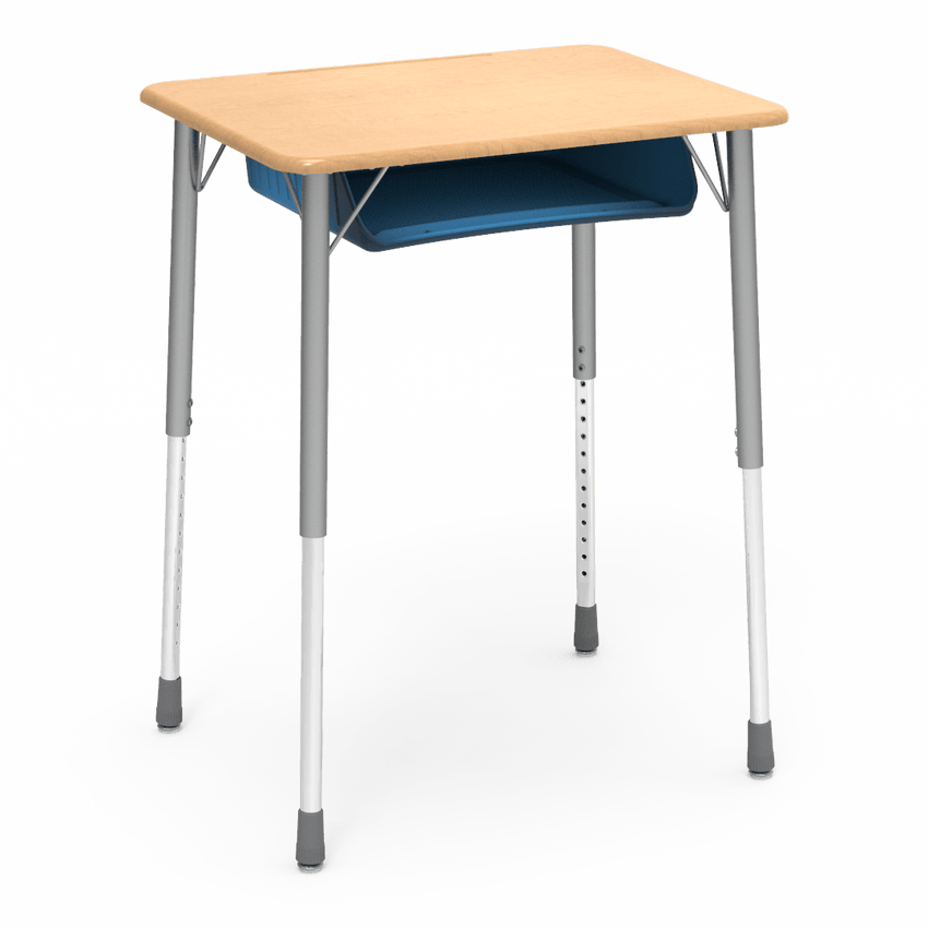 Virco ZADJ2026BOXM - ZUMA Series Student Desk, Hard Plastic 20" x 26-1/8" Top, 22"-34"H with plastic book box - SchoolOutlet