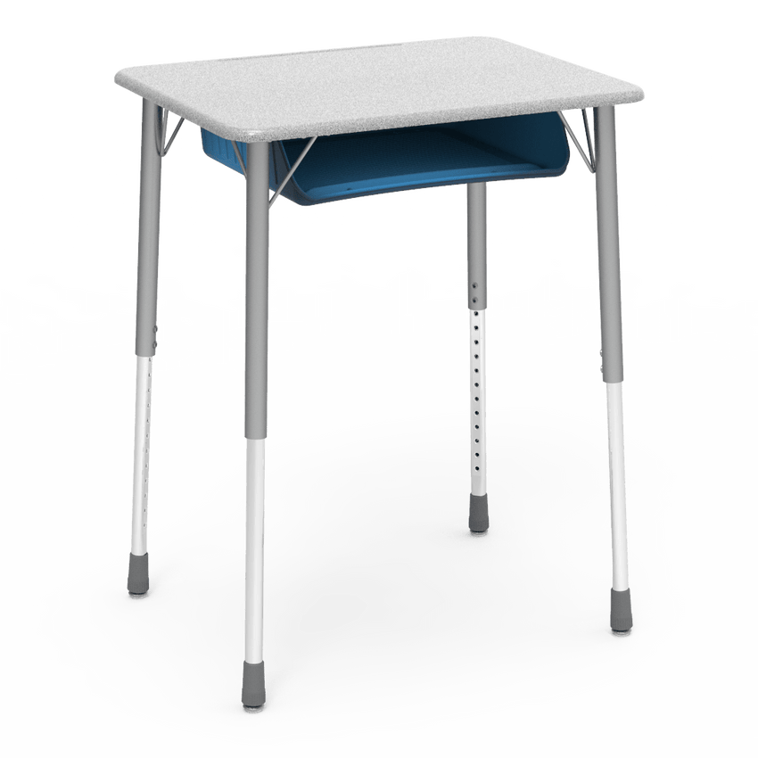 Virco ZADJ2026BOXM - ZUMA Series Student Desk, Hard Plastic 20" x 26-1/8" Top, 22"-34"H with plastic book box - SchoolOutlet