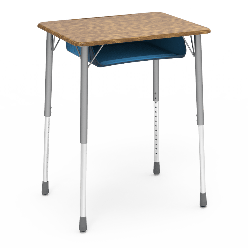 Virco ZADJ2026BOXM - ZUMA Series Student Desk, Hard Plastic 20" x 26-1/8" Top, 22"-34"H with plastic book box - SchoolOutlet