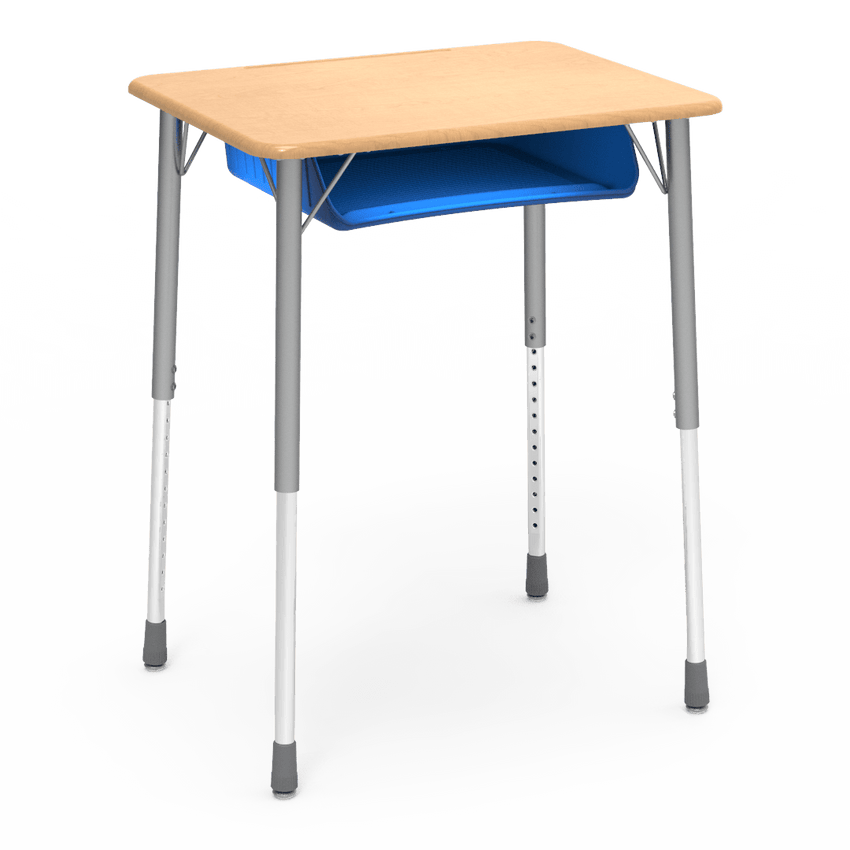 Virco ZADJ2026BOXM - ZUMA Series Student Desk, Hard Plastic 20" x 26-1/8" Top, 22"-34"H with plastic book box - SchoolOutlet