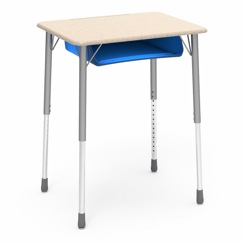 Virco ZADJ2026BOXM - ZUMA Series Student Desk, Hard Plastic 20" x 26-1/8" Top, 22"-34"H with plastic book box - SchoolOutlet