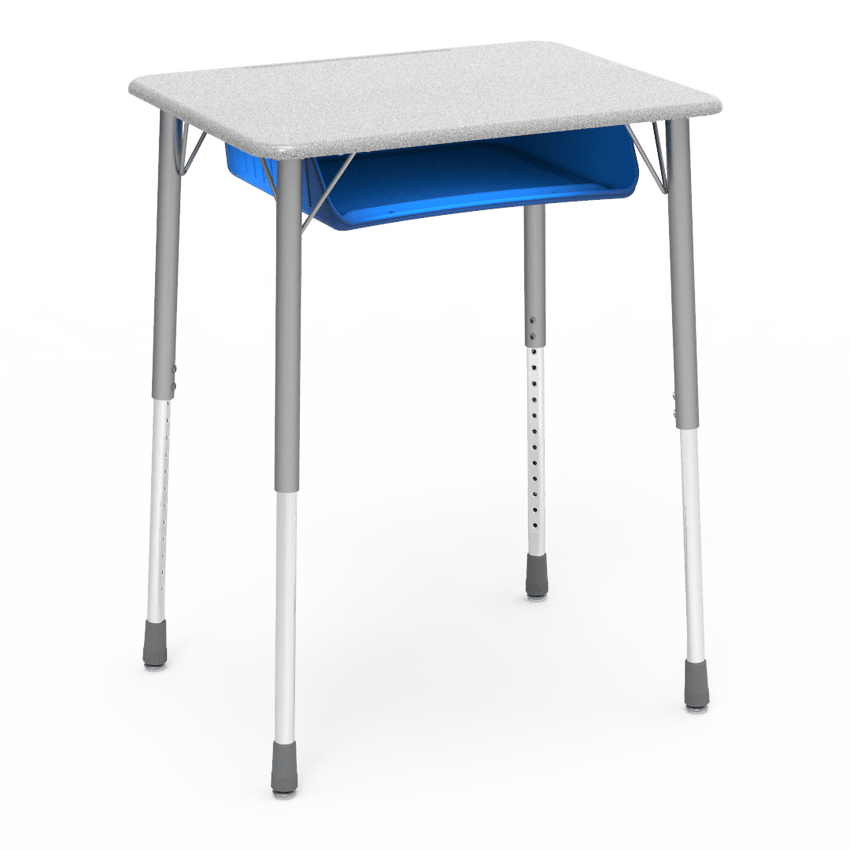 Virco ZADJ2026BOXM - ZUMA Series Student Desk, Hard Plastic 20" x 26-1/8" Top, 22"-34"H with plastic book box - SchoolOutlet