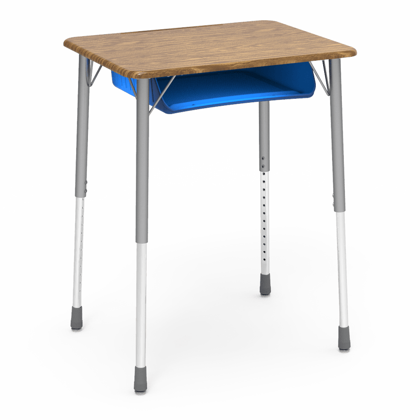 Virco ZADJ2026BOXM - ZUMA Series Student Desk, Hard Plastic 20" x 26-1/8" Top, 22"-34"H with plastic book box - SchoolOutlet