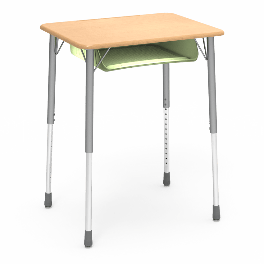 Virco ZADJ2026BOXM - ZUMA Series Student Desk, Hard Plastic 20" x 26-1/8" Top, 22"-34"H with plastic book box - SchoolOutlet