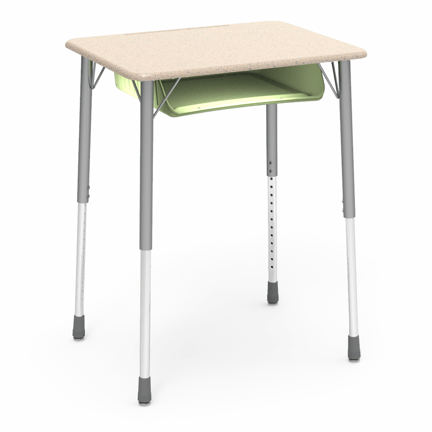 Virco ZADJ2026BOXM - ZUMA Series Student Desk, Hard Plastic 20" x 26-1/8" Top, 22"-34"H with plastic book box - SchoolOutlet
