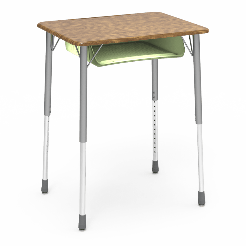 Virco ZADJ2026BOXM - ZUMA Series Student Desk, Hard Plastic 20" x 26-1/8" Top, 22"-34"H with plastic book box - SchoolOutlet