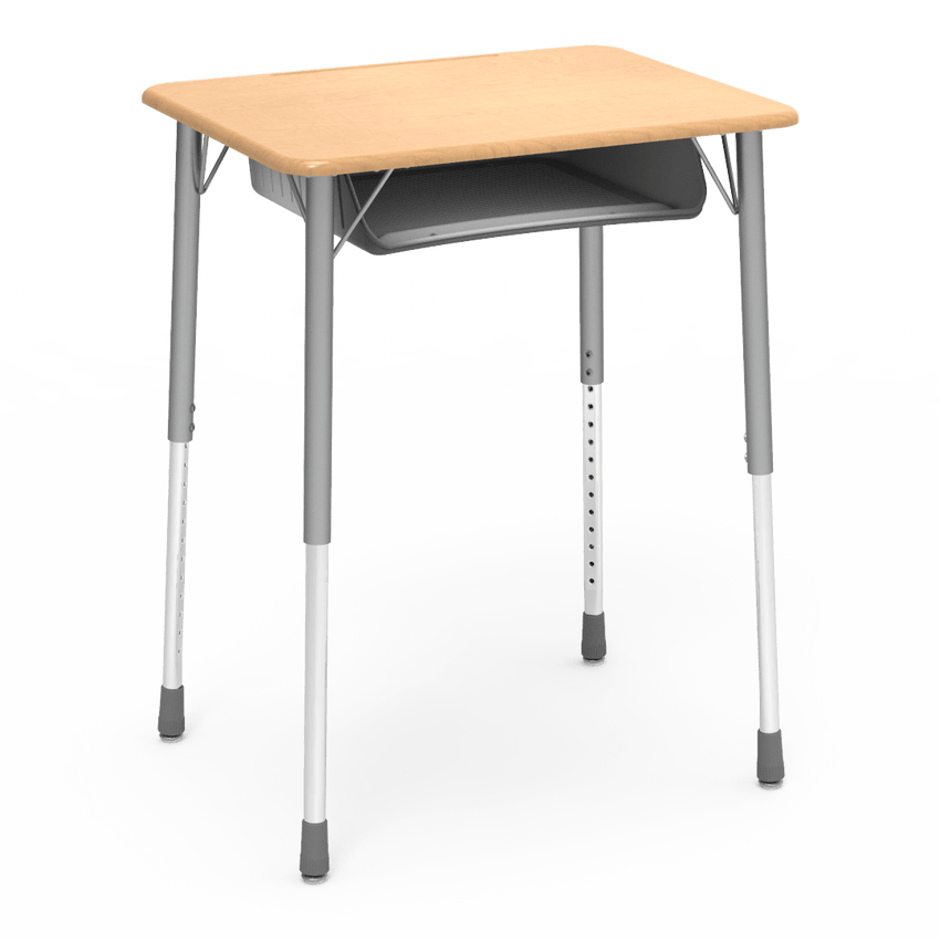 Virco ZADJ2026BOXM - ZUMA Series Student Desk, Hard Plastic 20" x 26-1/8" Top, 22"-34"H with plastic book box - SchoolOutlet
