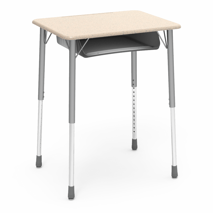 Virco ZADJ2026BOXM - ZUMA Series Student Desk, Hard Plastic 20" x 26-1/8" Top, 22"-34"H with plastic book box - SchoolOutlet