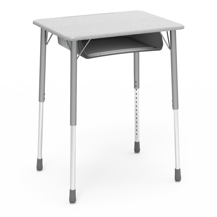 Virco ZADJ2026BOXM - ZUMA Series Student Desk, Hard Plastic 20" x 26-1/8" Top, 22"-34"H with plastic book box - SchoolOutlet