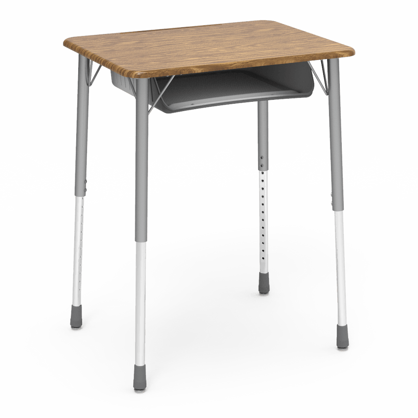 Virco ZADJ2026BOXM - ZUMA Series Student Desk, Hard Plastic 20" x 26-1/8" Top, 22"-34"H with plastic book box - SchoolOutlet