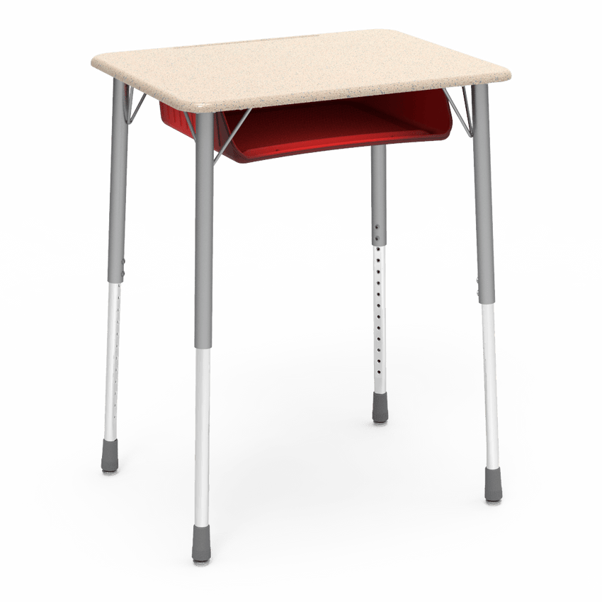 Virco ZADJ2026BOXM - ZUMA Series Student Desk, Hard Plastic 20" x 26-1/8" Top, 22"-34"H with plastic book box - SchoolOutlet