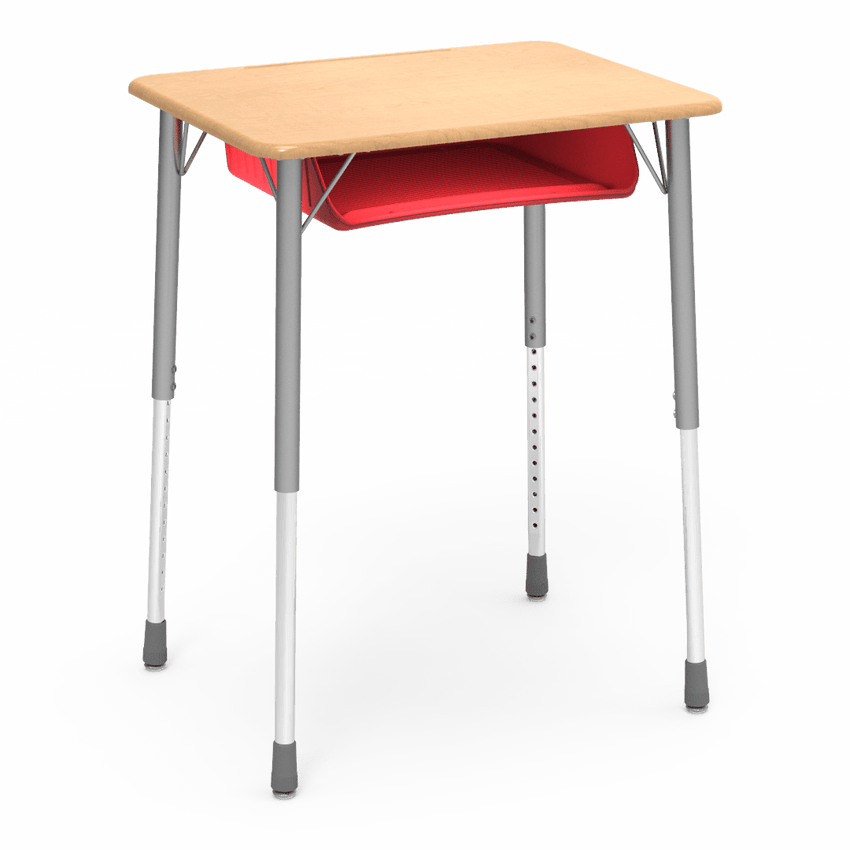 Virco ZADJ2026BOXM - ZUMA Series Student Desk, Hard Plastic 20" x 26-1/8" Top, 22"-34"H with plastic book box - SchoolOutlet