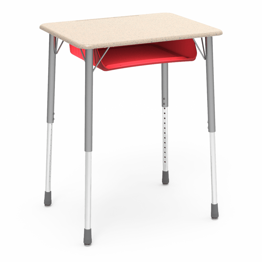 Virco ZADJ2026BOXM - ZUMA Series Student Desk, Hard Plastic 20" x 26-1/8" Top, 22"-34"H with plastic book box - SchoolOutlet
