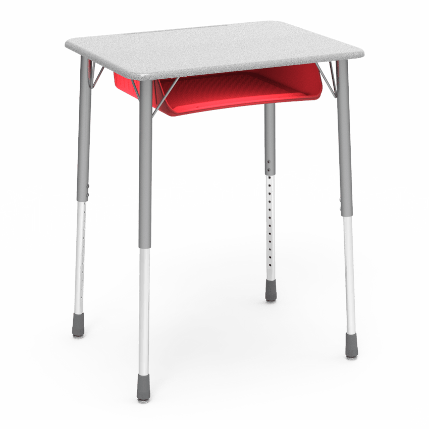 Virco ZADJ2026BOXM - ZUMA Series Student Desk, Hard Plastic 20" x 26-1/8" Top, 22"-34"H with plastic book box - SchoolOutlet