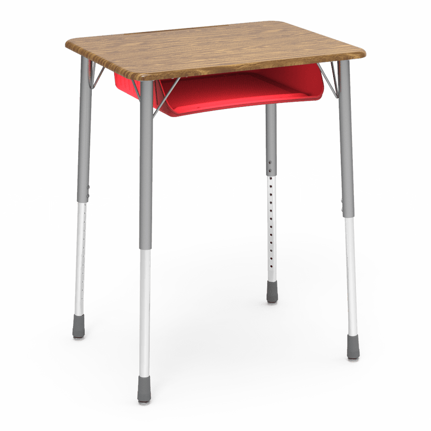 Virco ZADJ2026BOXM - ZUMA Series Student Desk, Hard Plastic 20" x 26-1/8" Top, 22"-34"H with plastic book box - SchoolOutlet