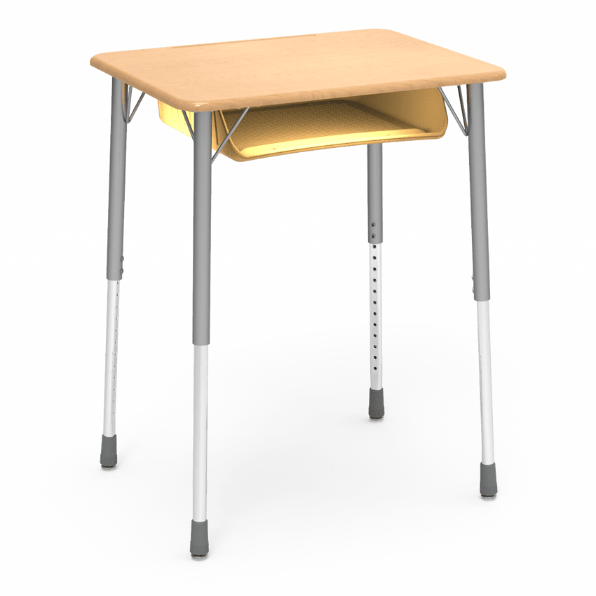 Virco ZADJ2026BOXM - ZUMA Series Student Desk, Hard Plastic 20" x 26-1/8" Top, 22"-34"H with plastic book box - SchoolOutlet