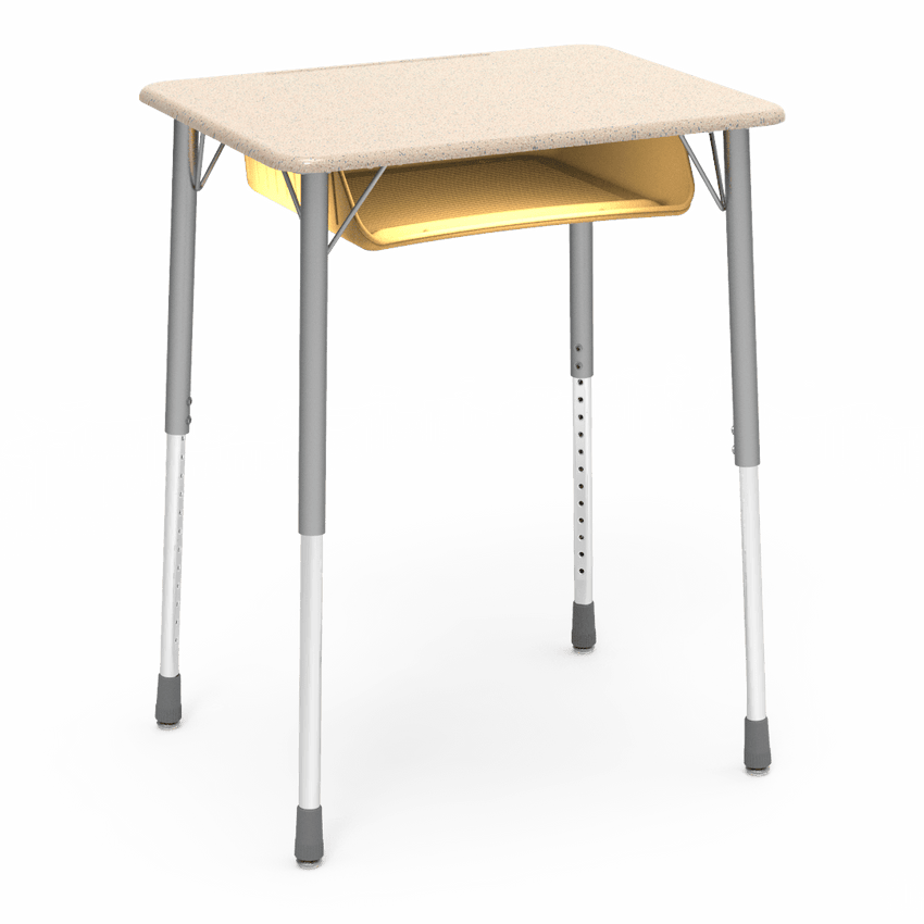 Virco ZADJ2026BOXM - ZUMA Series Student Desk, Hard Plastic 20" x 26-1/8" Top, 22"-34"H with plastic book box - SchoolOutlet