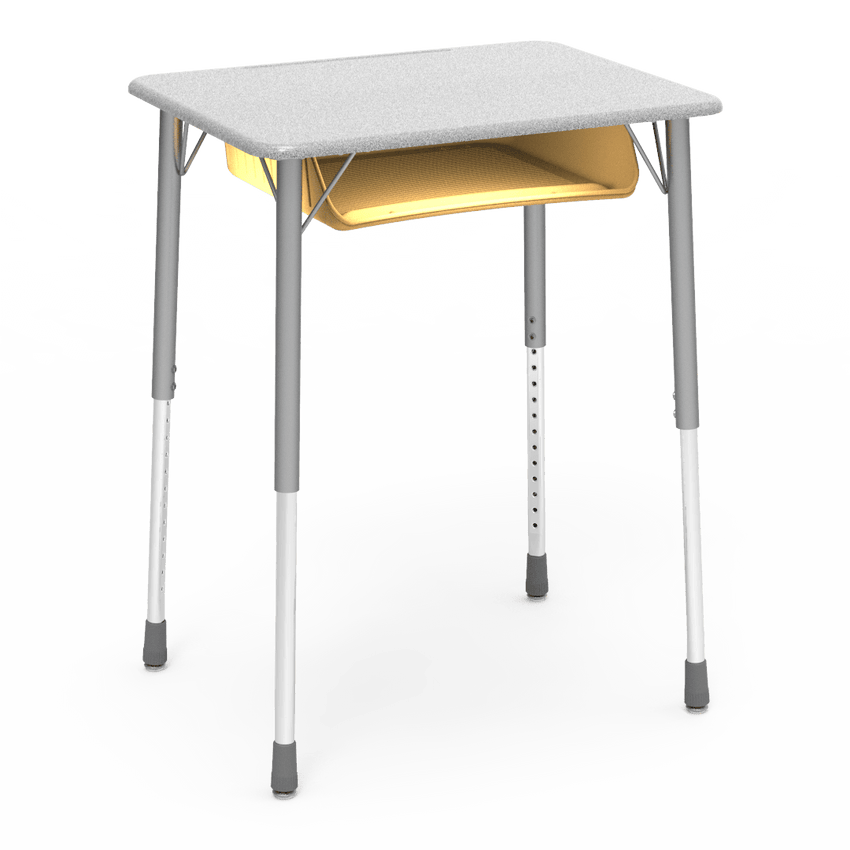 Virco ZADJ2026BOXM - ZUMA Series Student Desk, Hard Plastic 20" x 26-1/8" Top, 22"-34"H with plastic book box - SchoolOutlet