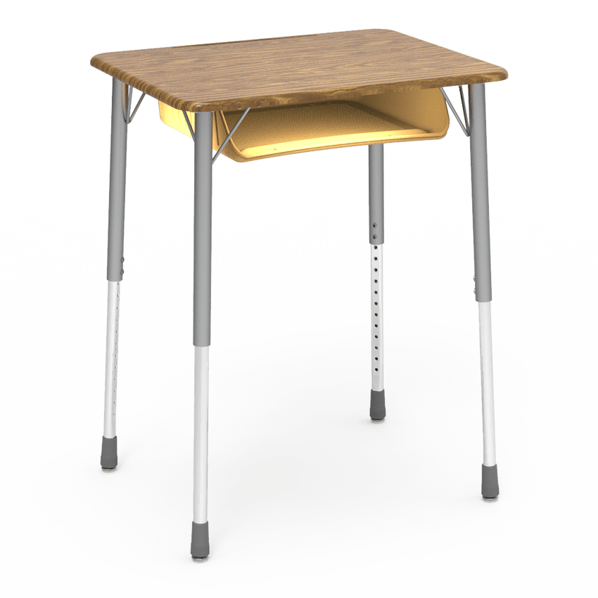 Virco ZADJ2026BOXM - ZUMA Series Student Desk, Hard Plastic 20" x 26-1/8" Top, 22"-34"H with plastic book box - SchoolOutlet