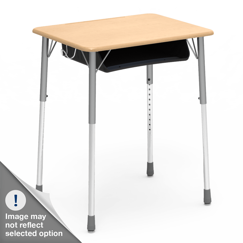 Virco ZADJ2031BRTM - ZUMA Series Student Desk, 22 3/4" x 31 5/8" Hard Plastic Top with wire book box with pencil tray - SchoolOutlet