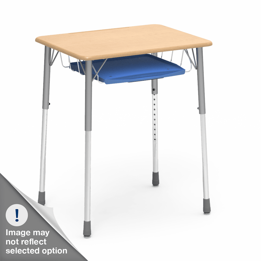Virco ZADJ2031BRTM - ZUMA Series Student Desk, 22 3/4" x 31 5/8" Hard Plastic Top with wire book box with pencil tray - SchoolOutlet