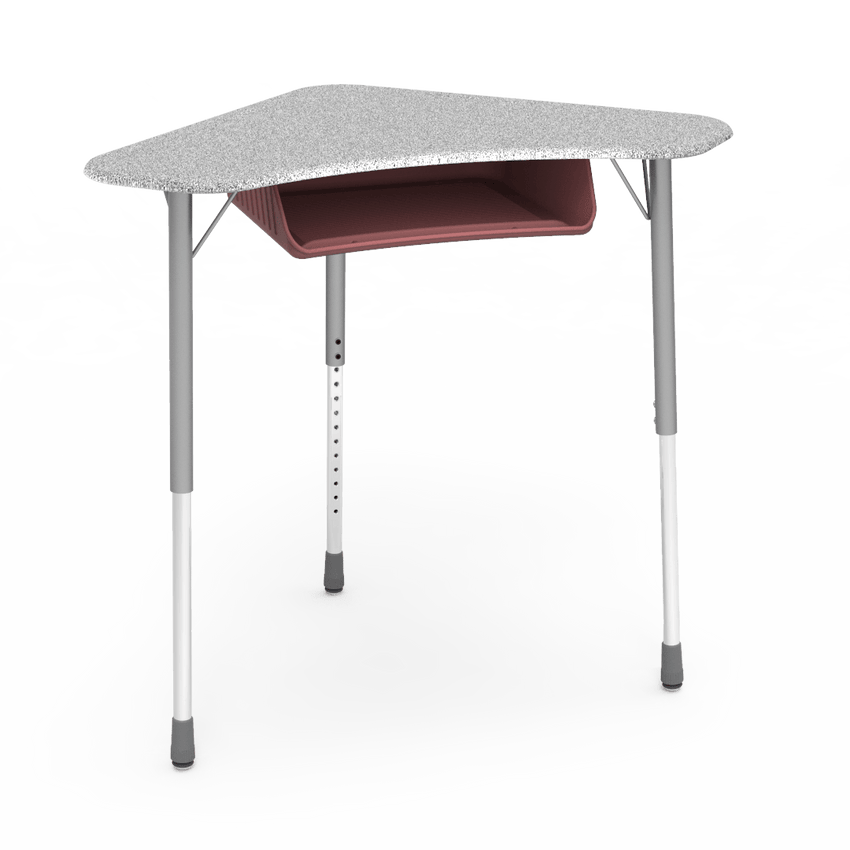 Virco ZBOOMBBM - ZUMA Series Student Desk - Boomerang Shape, Hard Plastic Top, 22"-34"H with plastic book box - SchoolOutlet