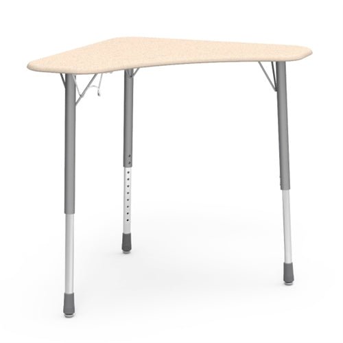 Virco ZBOOMBHM - ZUMA Series Student Desk - Boomerang Shape, Hard Plastic Top, 22"-34"H with backpack hanger - SchoolOutlet