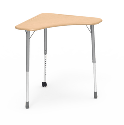 Virco ZBOOMCM - ZUMA Series Student Desk - Boomerang Shape, Hard Plastic Top, 22"-34"H with single caster
