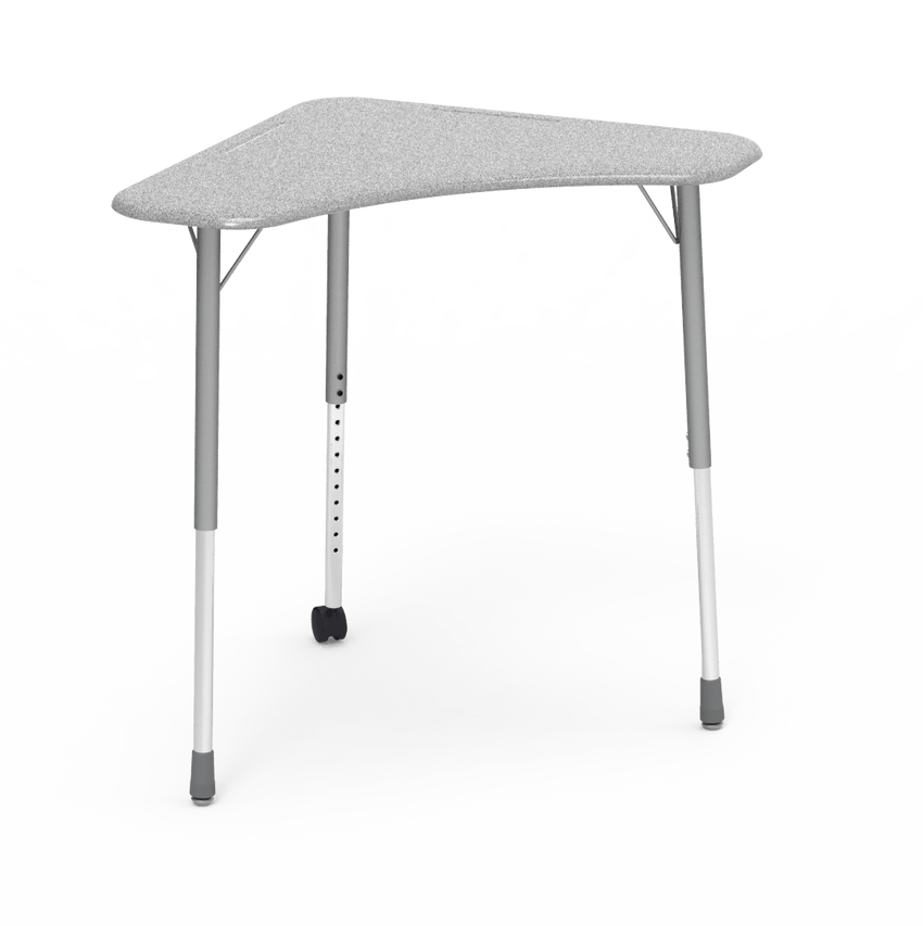Virco ZBOOMCM - ZUMA Series Student Desk - Boomerang Shape, Hard Plastic Top, 22"-34"H with single caster - SchoolOutlet
