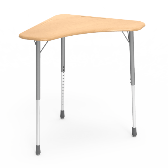 Virco ZBOOMM - ZUMA Series Student Desk - Boomerang Shape, Hard Plastic Top, 22"-34"H - SchoolOutlet