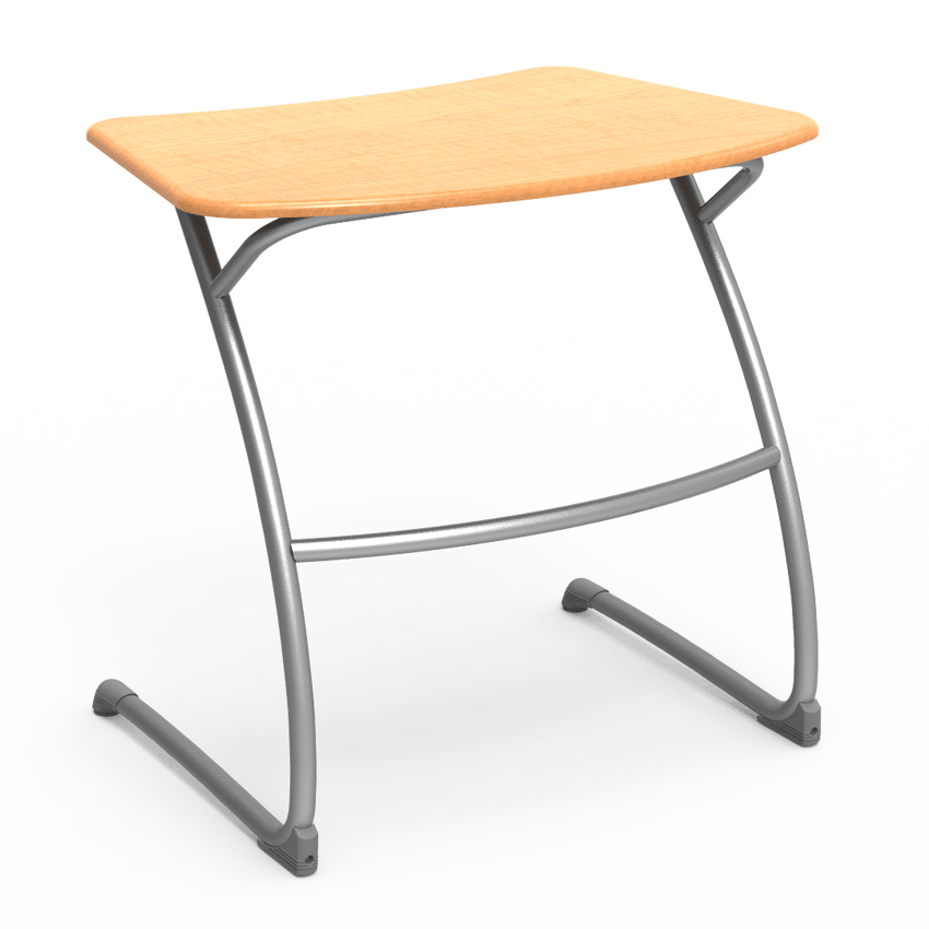 Virco ZDESK29M - ZUMA Series Student Cantilever Desk, Bowfront Shape Hard Plastic Top, 29"H - SchoolOutlet