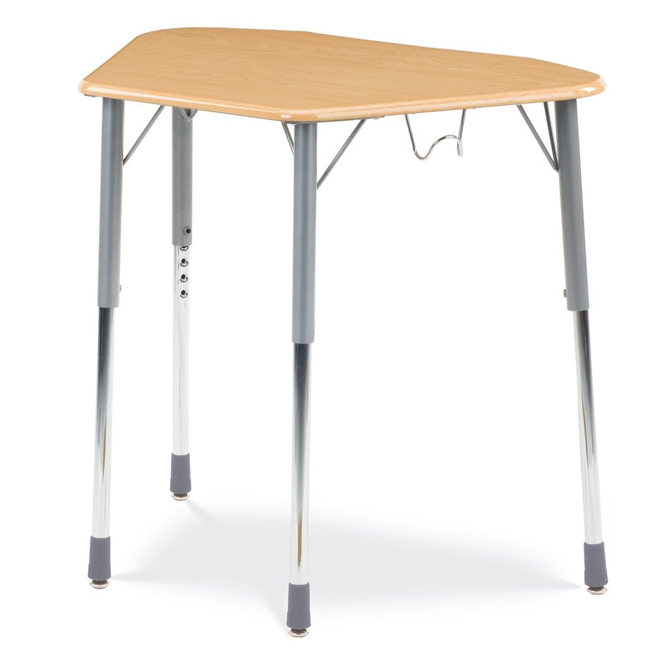 Virco ZHEXBHM - ZUMA Series Student Desk, Collaborative Shape Hard Plastic Top for 6-Desk Hexagonal Grouping, Adjustable Height Legs 22"-34"H and a backpack hanger - SchoolOutlet