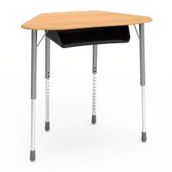 Virco ZHEXBOXM - ZUMA Series Student Desk, Collaborative Shape Hard Plastic Top for 6-Desk Hexagonal Grouping, 22"-34"H with plastic book box