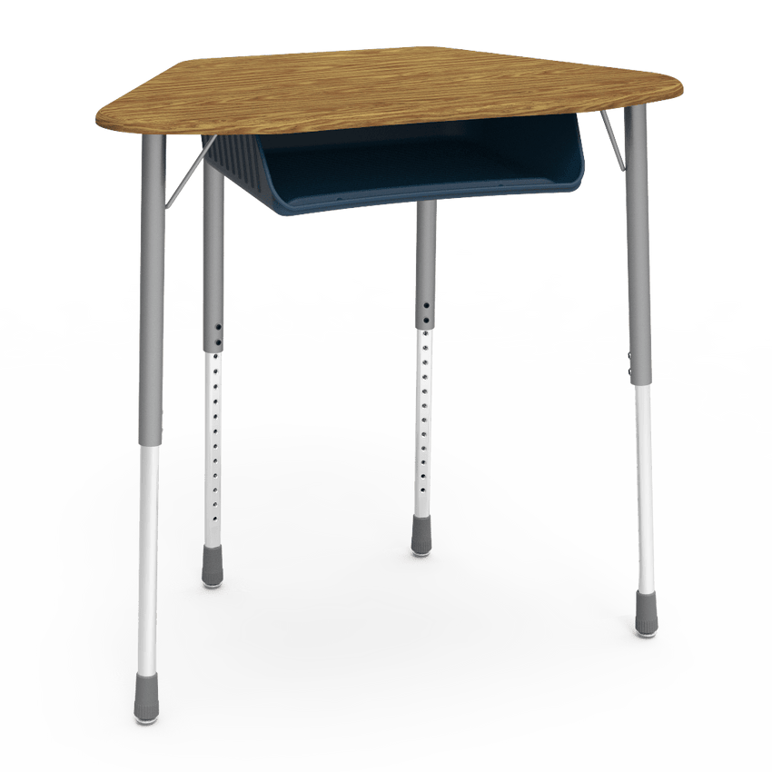 Virco ZHEXBOXM - ZUMA Series Student Desk, Collaborative Shape Hard Plastic Top for 6-Desk Hexagonal Grouping, 22"-34"H with plastic book box - SchoolOutlet
