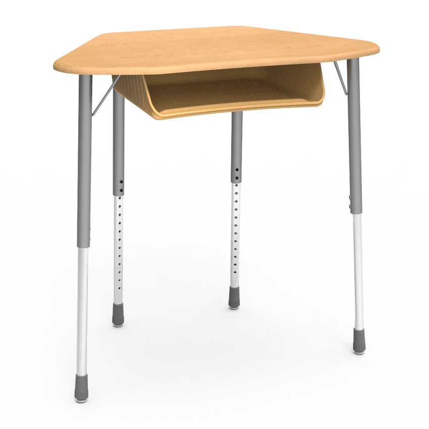 Virco ZHEXBOXM - ZUMA Series Student Desk, Collaborative Shape Hard Plastic Top for 6-Desk Hexagonal Grouping, 22"-34"H with plastic book box - SchoolOutlet