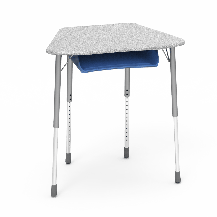 Virco ZOCTBOXM - ZUMA Series Student Desk, Collaborative Shape Hard Plastic Top for 8-Desk Octagonal Grouping, 22"-34"H with plastic book box - SchoolOutlet