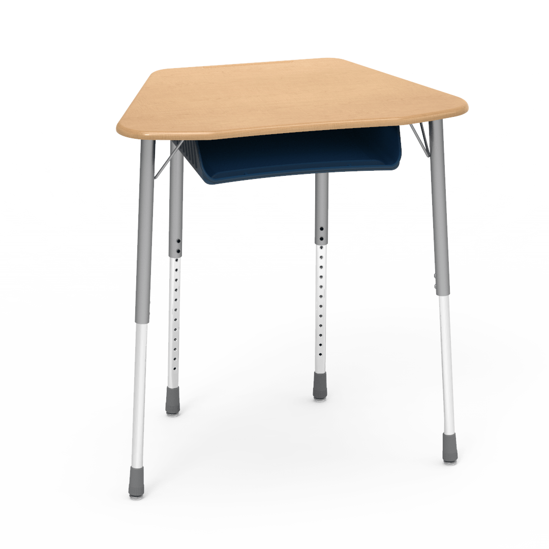 Virco ZOCTBOXM - ZUMA Series Student Desk, Collaborative Shape Hard Plastic Top for 8-Desk Octagonal Grouping, 22"-34"H with plastic book box - SchoolOutlet